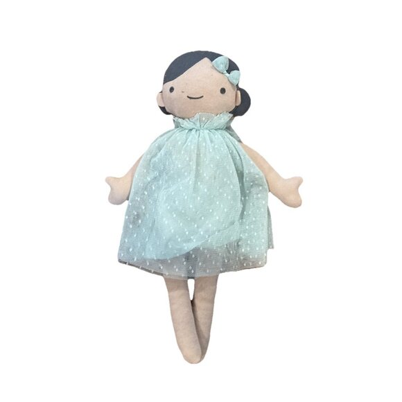 Cloud Island Plush Soft Cloth Baby Doll Ragdoll Mint Tulle Dress Gray Hair 12” - Picture 1 of 5